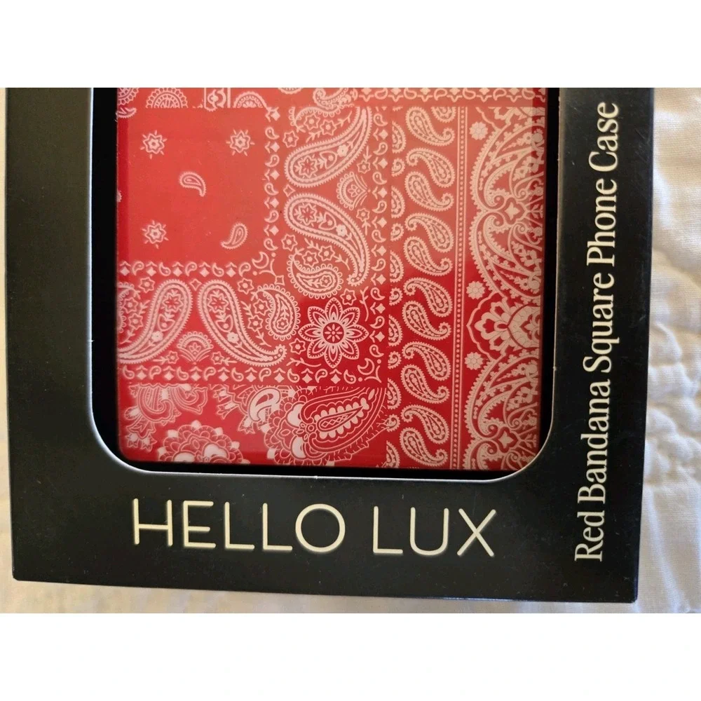 Hello Lux Red Bandana Square Glossy iPhone Case 15 Plus 14 Plus NEW Never Used